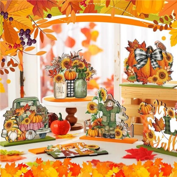 6 Pcs Fall Decor for Home Fall Table Decorations Thanksgiving Signs - Picture 2 of 7